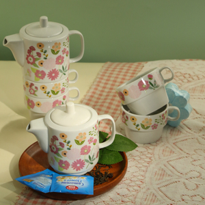 Colorful spring tea for two set