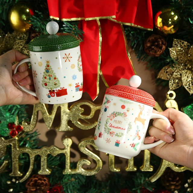 Christmas “sweater Hat” Mug Festive with Lid And Stirrer Stick Set