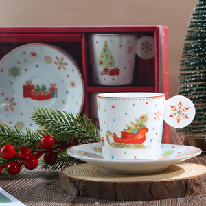 Christmas Coffee Cup with Christmas Bulbs Handle