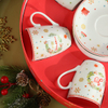 100ML Festive Christmas Cup And Saucer Set of 6